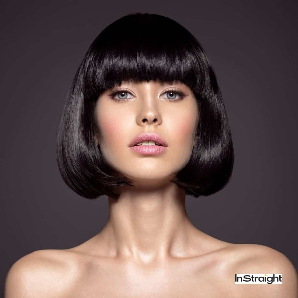 gorgeous lady with short bob and fringe